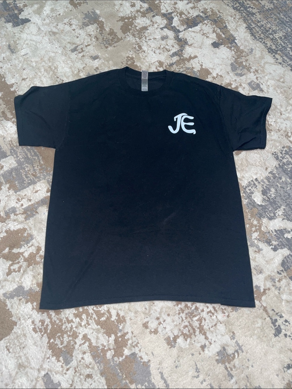 Gildan Black Short-Sleeve Tee with White JE Chest Logo